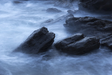 landscape of the coast at night