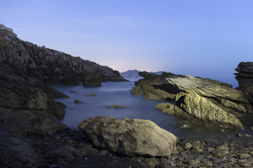 landscape of the coast at night