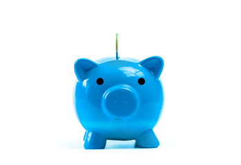 Blue piggy bank or money box