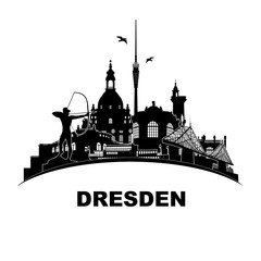 Wandtatoo Dresden Skyline Umriss Silhouette Zwinger Scherenschnitt rund Semperoper Sehenswürdigkeiten Frauenkirche Fernsehturm Bogenschütze Dampfer Fichteturm Blaues Wunder Brücke Sachsen Panorama  © Jyll