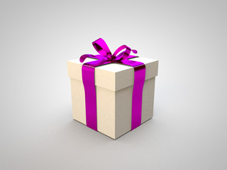 Gift box with piunk ribbon bow 3d illustration rendering