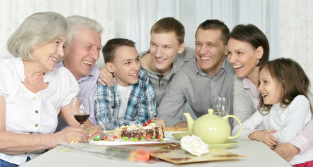 Happy family celebrating birthday