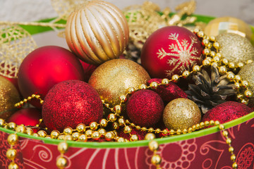 Red and gold Christmas balls