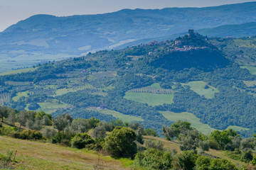 Fototapeta premium Val d'Orcia, Siena, Tuscany, Italy - Excursion in Mountain Bike