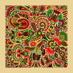 ukrainian traditional ethnic painting, floral pattern in ethno s