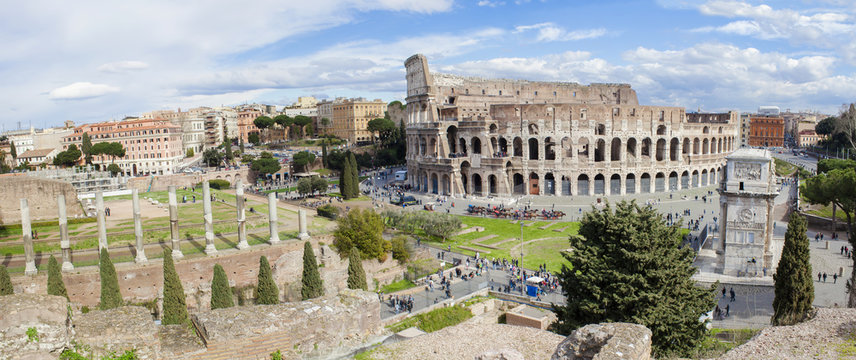 urban view of Colloseum in Rome