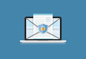 Concept is data security. Shield on Computer Labtop protect sens © Aoodstocker12