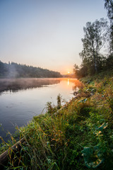 colorful sunrise over the lake