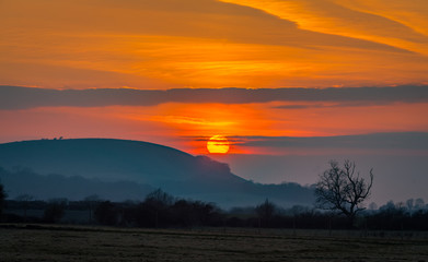 Sunset Ditchling South Downs Sussex England