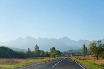 Beautiful sunrise fog in mountains
