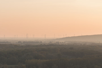 windmill park in nature, renewable energy park