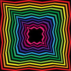 Rainbow and Black Striped Polygonal Abyss. Geometric Abstract Background. Suitable for textile, fabric, packaging and web design. Vector Illustration.