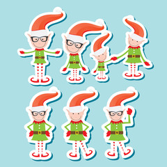 vector Illustration of the playful Santa elves
