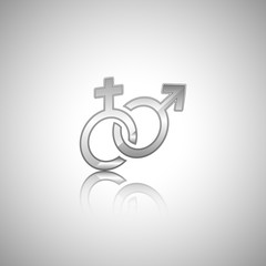 Female and male metal sign. Gender icon.
