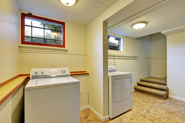 Basement laundry room interior