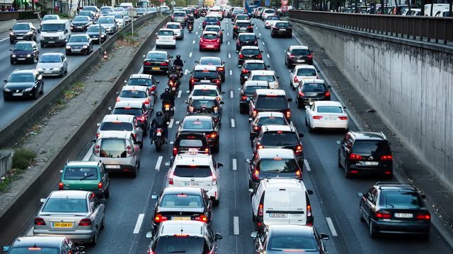 Time Lapse of Evening Traffic in Paris - Champs Elysees  -  Paris France