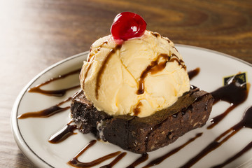 Chocolate Brownie with Vanilla Ice Cream