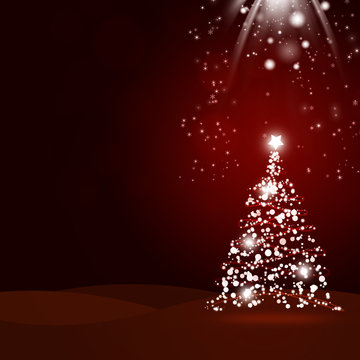 Christmas Tree Red Background