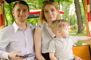 Young family is having fun in the park