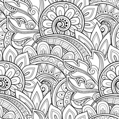 Vector Seamless Monochrome Floral Pattern