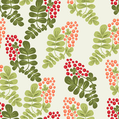 Hand drawn floral pattern from cowberries.