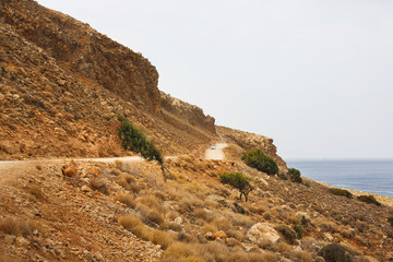 Fototapeta na wymiar Rocky coast of Crete