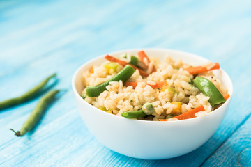 Chinese vegetable fried rice with asparagus