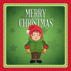 Singing cartoon inside frame icon. Christmas season card decoration and celebration theme. Colorful design. Vector illustration