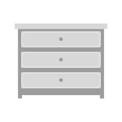 Chest of drawers. Gray furniture vector for clothes.