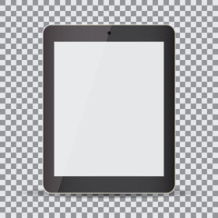Blank screen. Realistic black tablet on a transparent background