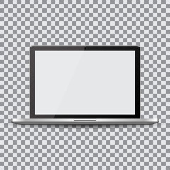 Blank screen. Realistic laptop on a transparent background