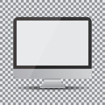 Blank screen. Realistic computer display on a transparent background