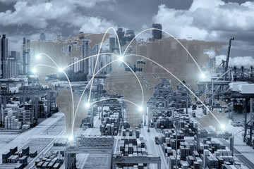 Map global logistics partnership connection of Container Cargo