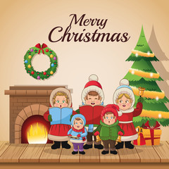 Obraz na płótnie Canvas Singing cartoon icon. Christmas season card decoration and celebration theme. Colorful design. Vector illustration