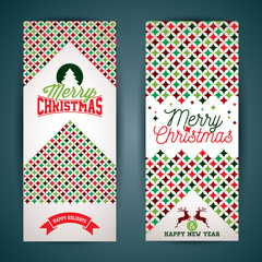 Vector Merry Christmas greeting card illustration with typographic design and abstract color texture pattern on clean background.