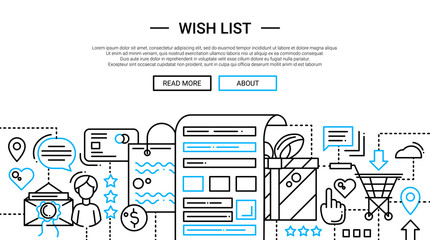 Wish List - line design website banner temlate