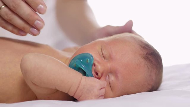 Crying newborn baby. Newborn baby unhappy and crying