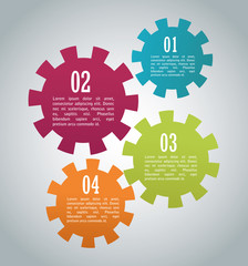 Steps and gears icon. Infographic data information and options theme. Colorful design. Vector illustration