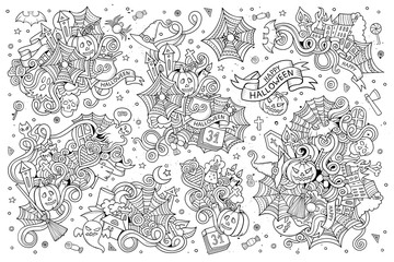 Sketchy vector hand drawn Doodle cartoon set of objects 