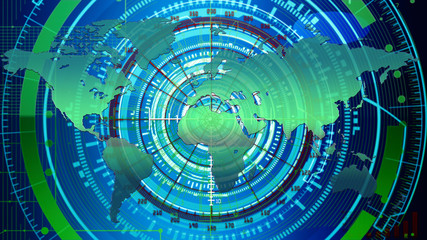 digital cyber world map technology concept, abstract background