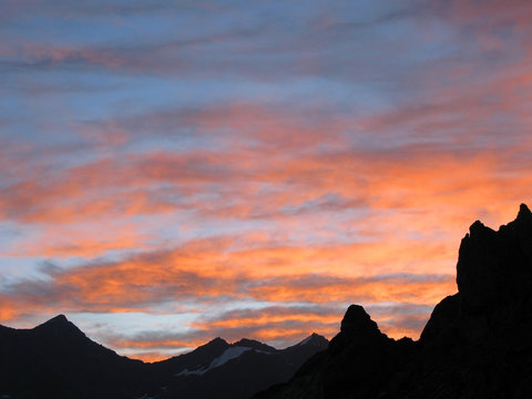 view of sunset in Bezenghi mountains at Caucasus