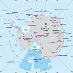 Map of the Antarctic with the new sea protection area in the Ross Sea - obrazy, fototapety, plakaty