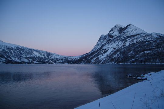 Norwegian fjords during the polar night, Tysfjorden, Norway 