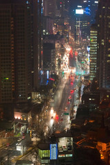 Fototapeta premium Night view of streets downtown Seoul Korea