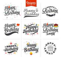 Vintage Happy Birthday Calligraphic And Typographic Background