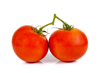 Tomatoes cut half,tomatoes full balls on white background.