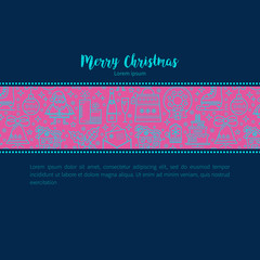 Christmas background with horizontal holiday symbols