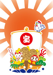 初日の出　酉年　宝舟