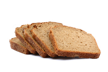 Sliced rye bread isolated on white background
