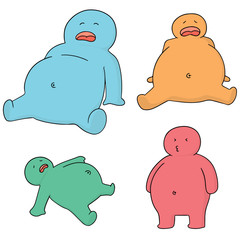 vector set of people with full stomach